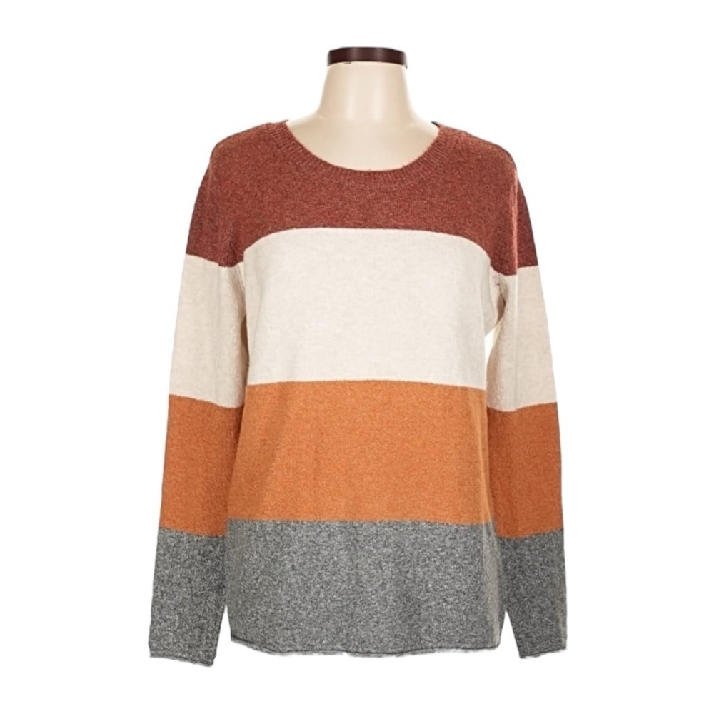 Pinque Design Studios Colorblock Sweater Rust Stone XXL NWT Plus Size Cozy Knit